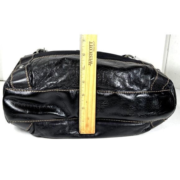 Fossil Large Black Canvas Black Leather Trim Shoulder Bag - Picture 9 of 12